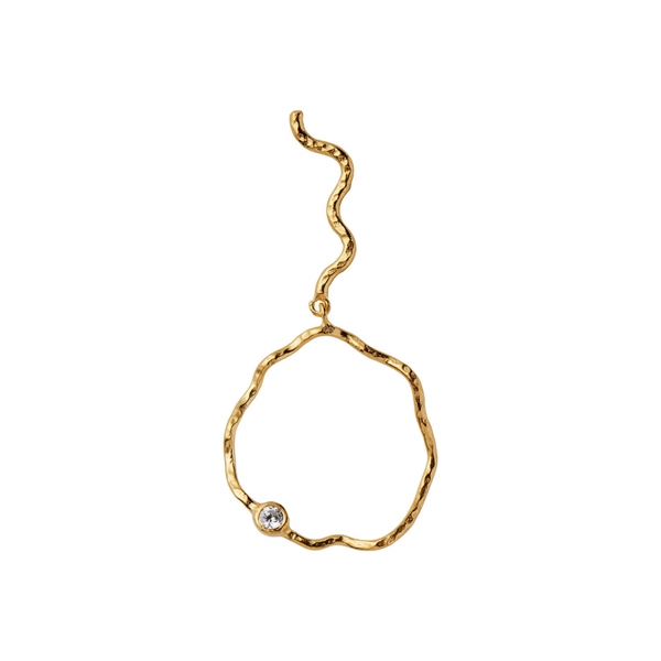 Stine A Øreringe - 1266-02-L Wavy Circle Earring with Stone, Gold