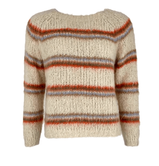 Black Colour Strik - TONI Brushed Knit Sweater, Warm Beige