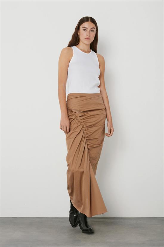 Rabens Saloner Nederdel - ANIA Papery Skirt, Tobacco