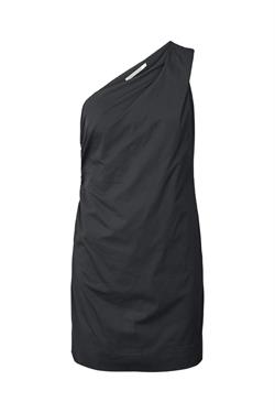 Rabens Saloner Kjole - ANITA Papery One Shoulder Dress, Black Liquorice