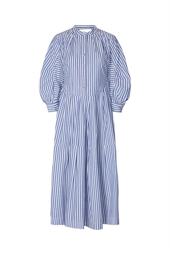 Rabens Saloner Kjole - PRISHA Shirt Stripe Dress, Blue Stripe