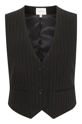 Gestuz Vest - JoelleGZ pinstripe waistcoat, Black Pinstripe 