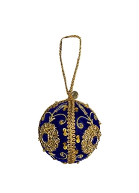 Black Colour Julekugle - 7514 BCVelvet Ball Christmas Ornament, Blue