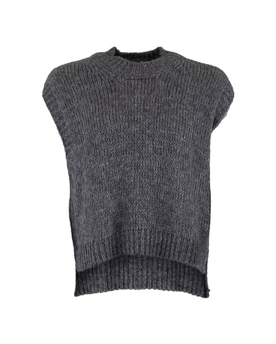 Black Colour Vest - Nina Knitted vest, Grey Melange