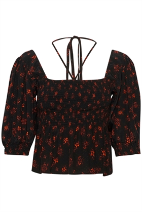 Gestuz Bluse - SanvieGZ P blouse, Ditsy Black And Red Flower