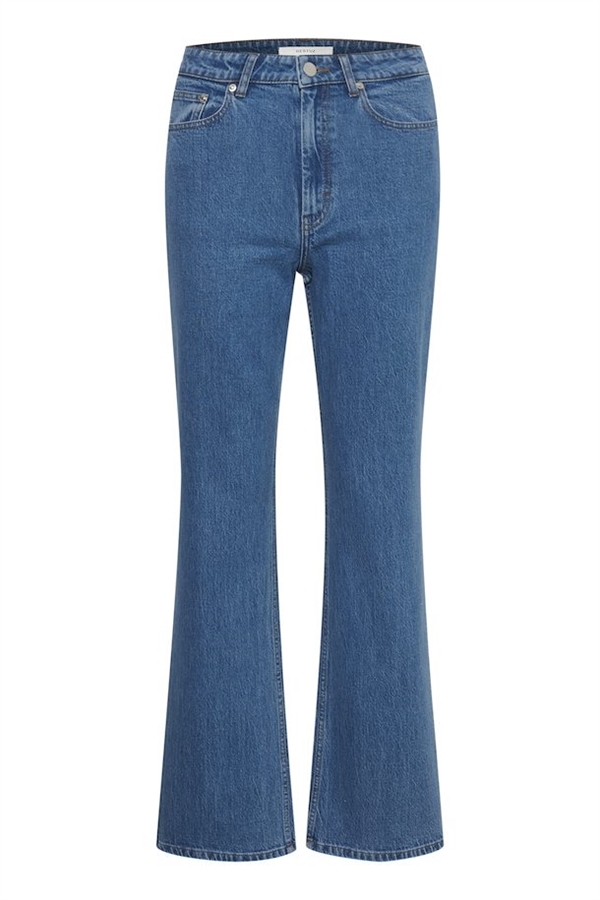 Gestuz Jeans - LucieGZ HW straight jeans NOOS, Mid Dark Blue Washed