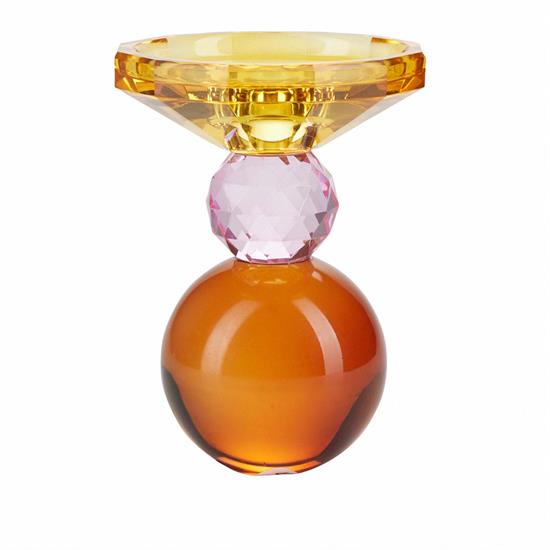 Cozy Living Lysestage - Miss Etoile Crystal Candleholder, Yellow/Rose/Amber
