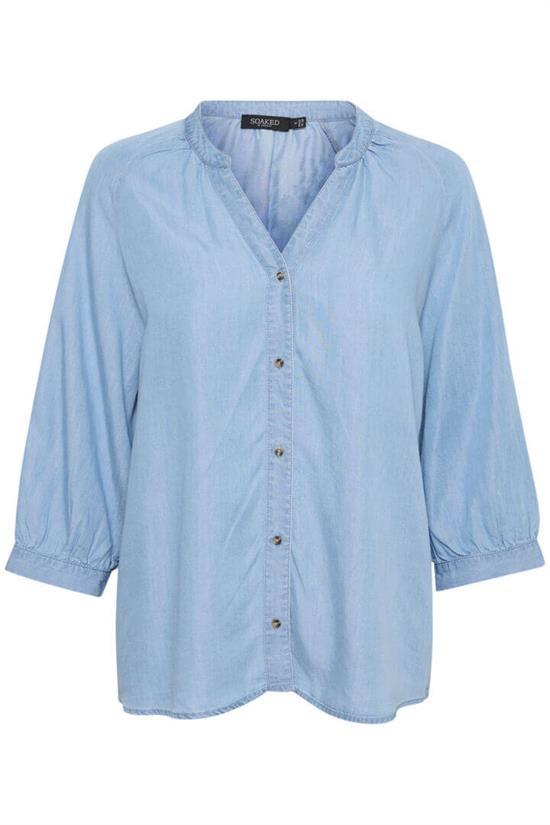 Soaked In Luxury Bluse - SLRowe Blouse 3/4, Light Blue Denim