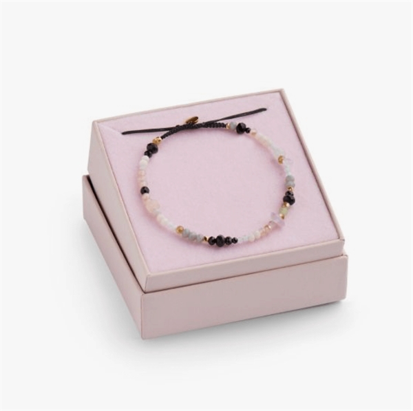 Stine A Armbånd - Planbørnefonden Shades Bracelet Soft Colors And Black Ribbon, Multi