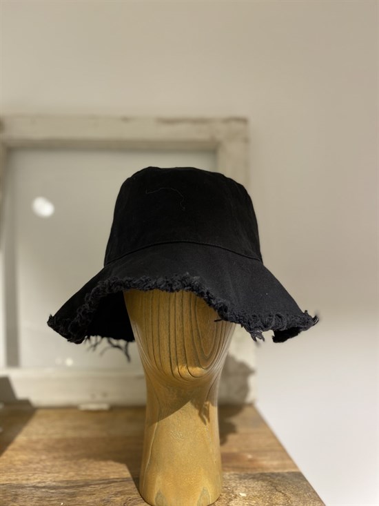 Black Colour Hat, Frill Bucket hat, Black 